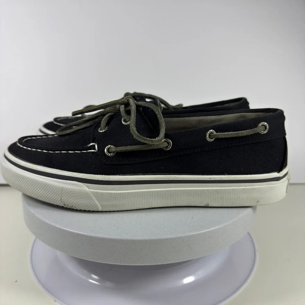 Sperry Top-Sider Mens Size 9 Bahama Canvas Boat Shoe Sneaker Black White Low Top